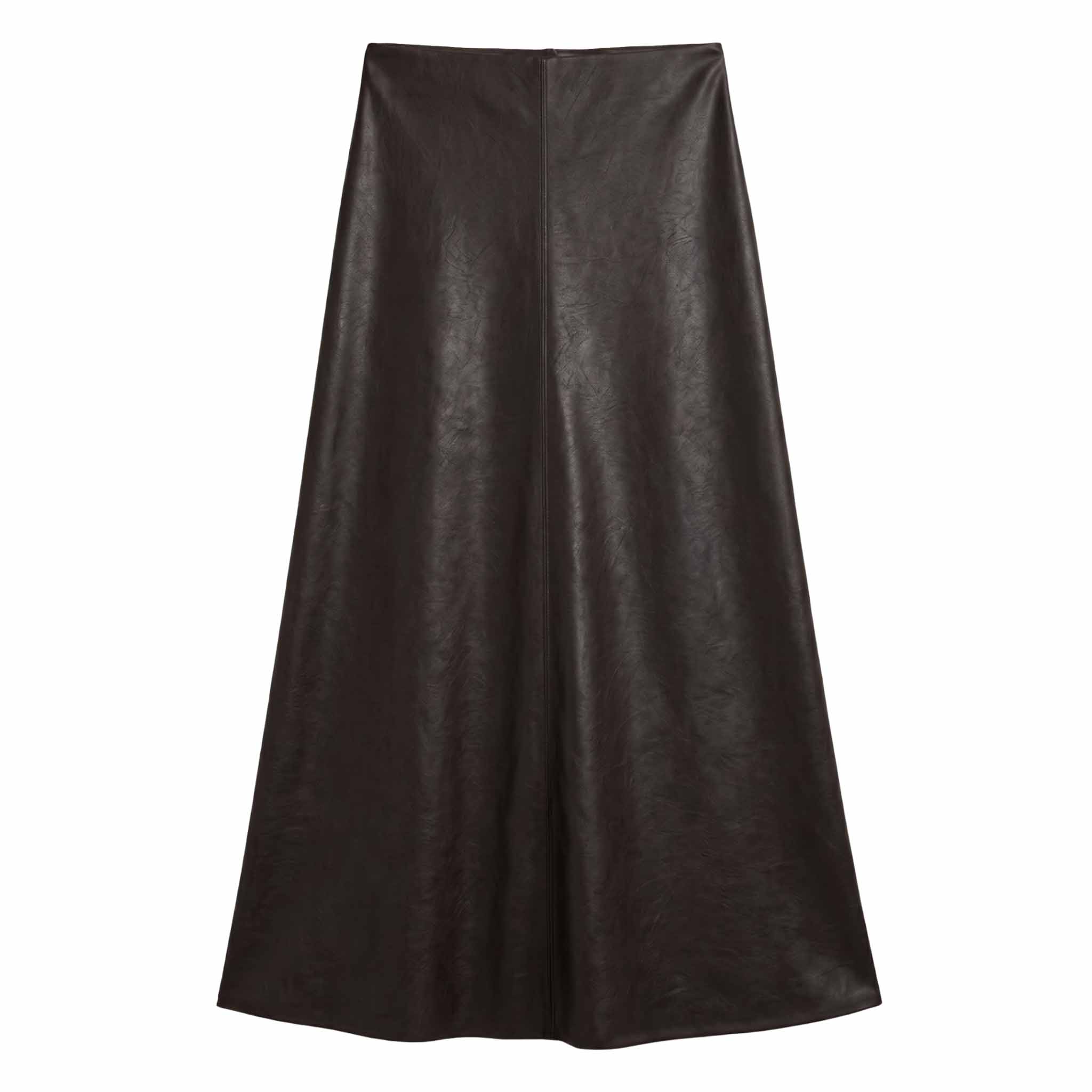 BR&DY Rok PU Donkerbruin – voorkant – LongLady kleding voor lange dames
