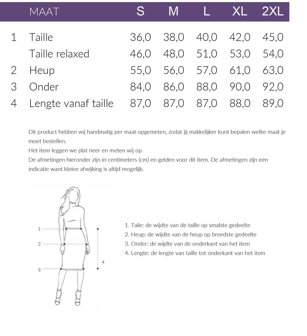Maattabel BR&DY Rok PU Donkerbruin | Tall