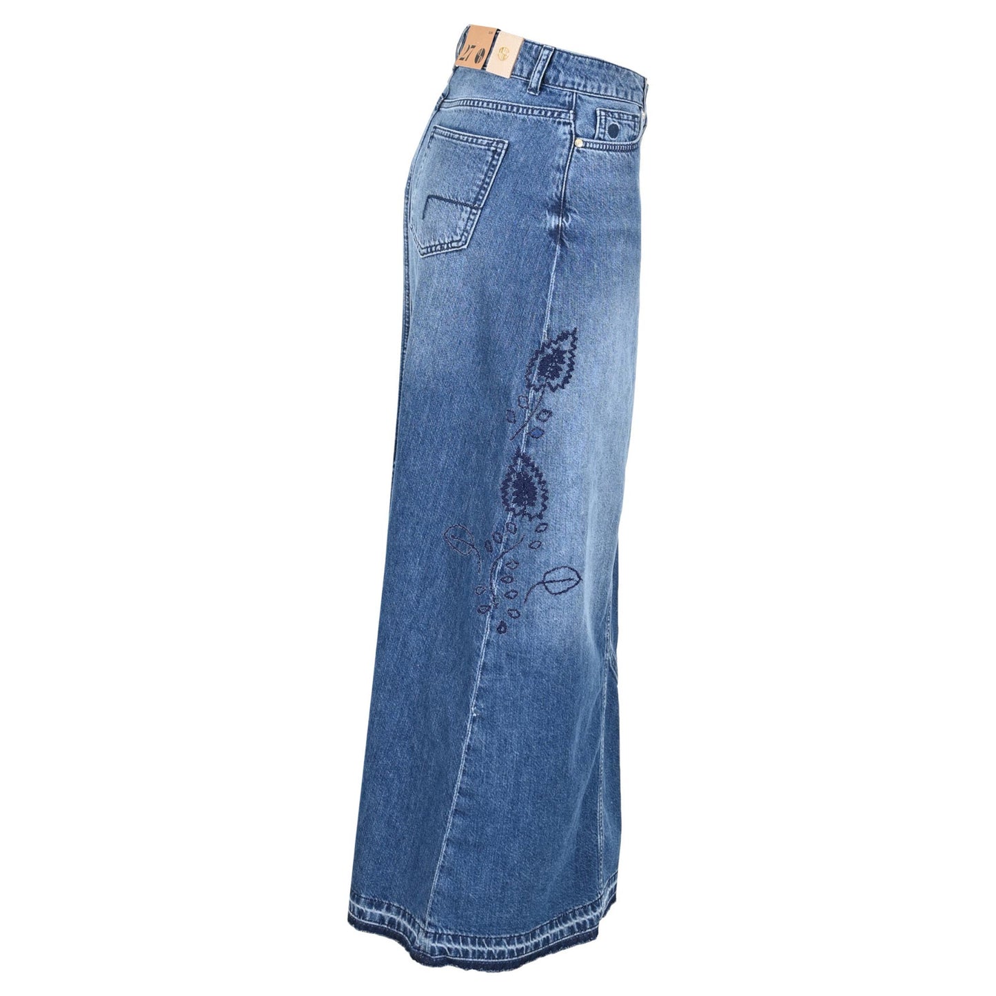 DNM Pure Skirt Used Blue Embroidery Navy