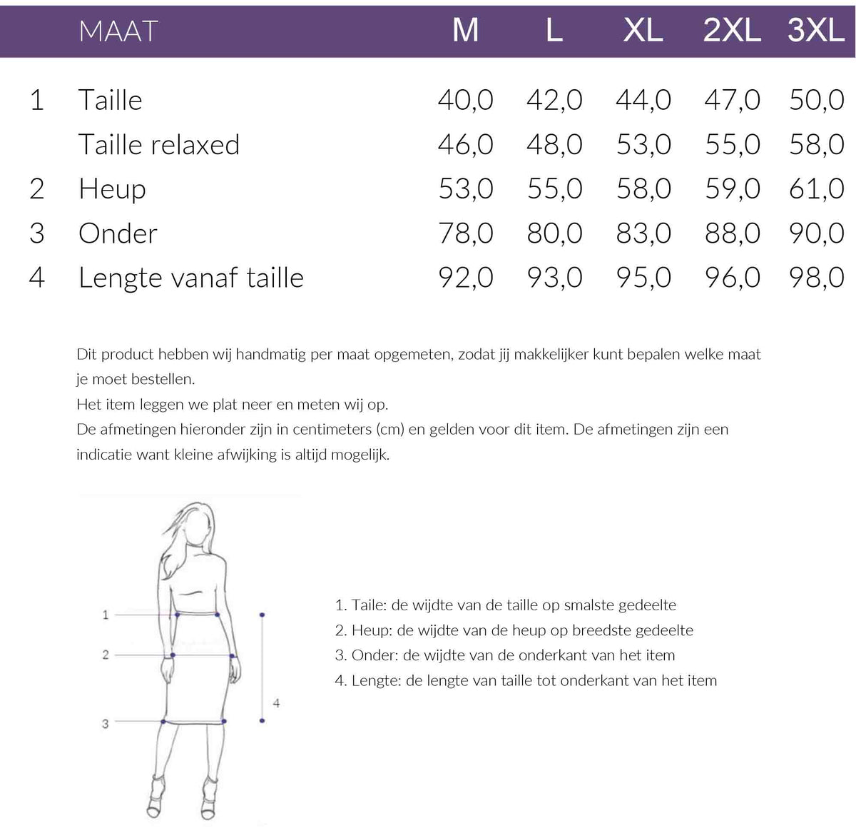 Maattabel Smashed Lemon Rok Streep | Tall