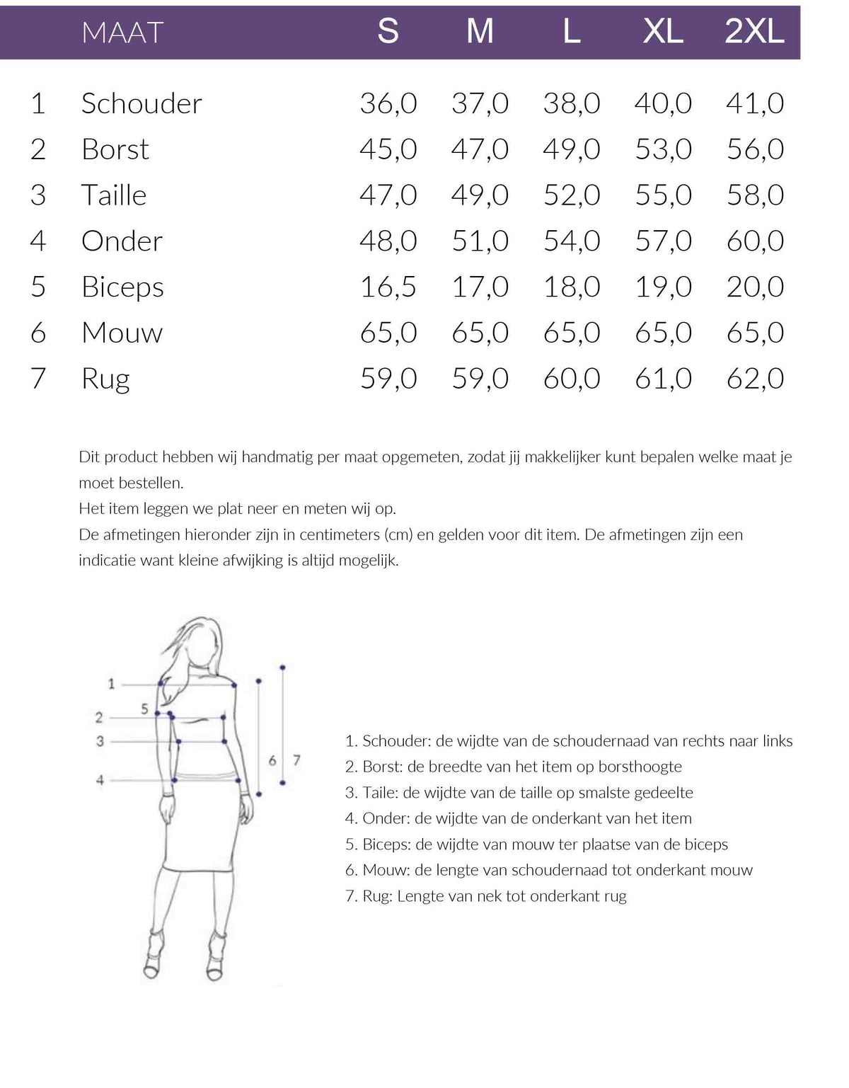 Maattabel BR&DY Blouse April | Tall