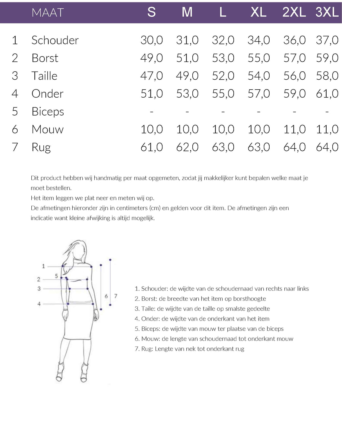 Maattabel ICNK Shirt Celyna Wit | Tall