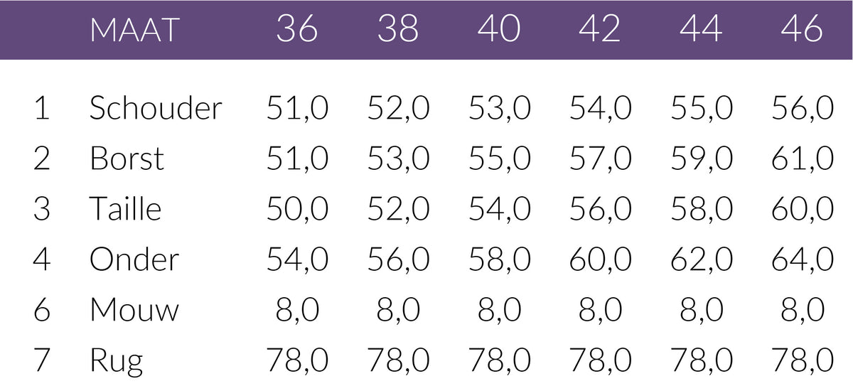 Maattabel Longlady Shirt Odit Lurex Blauw | Tall