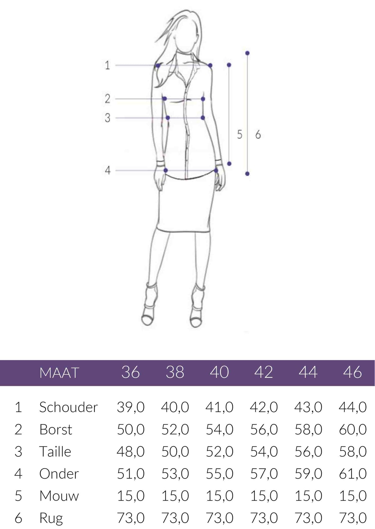 Maattabel Longlady Shirt Tatjana | Tall