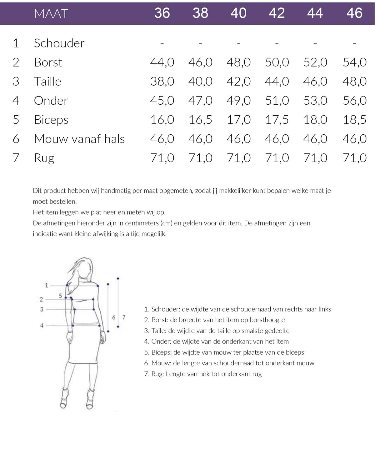 Maattabel Longlady Shirt Tjitske Lichtbeige | Tall