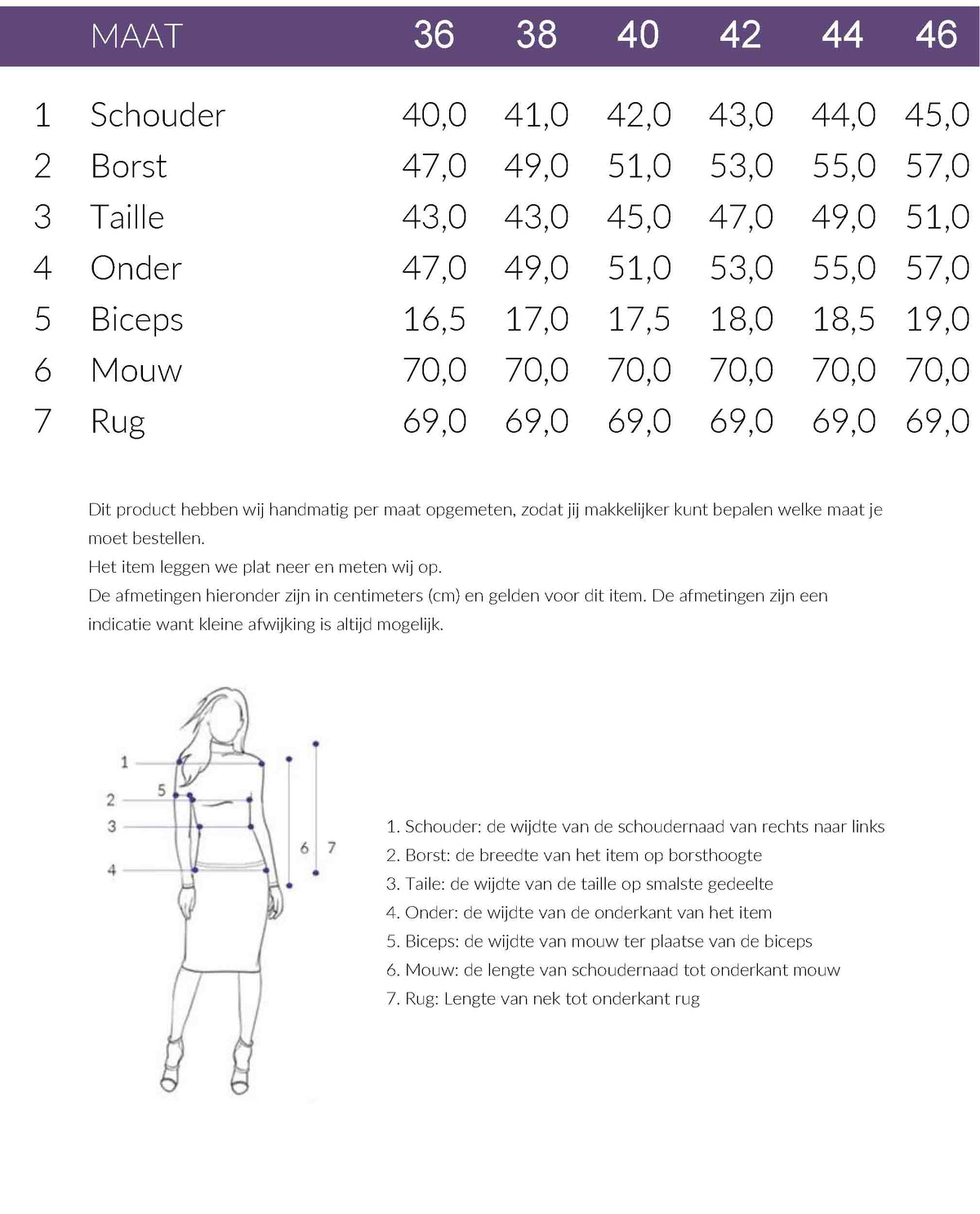 Maattabel Longlady Shirt Trinca Donkergroen | Tall