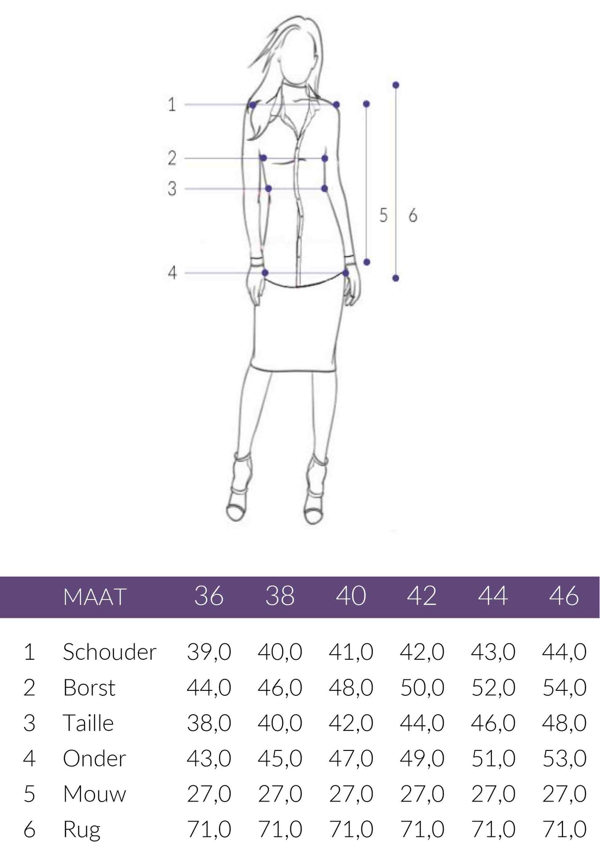 Maattabel Longlady Shirt Trixie | Tall
