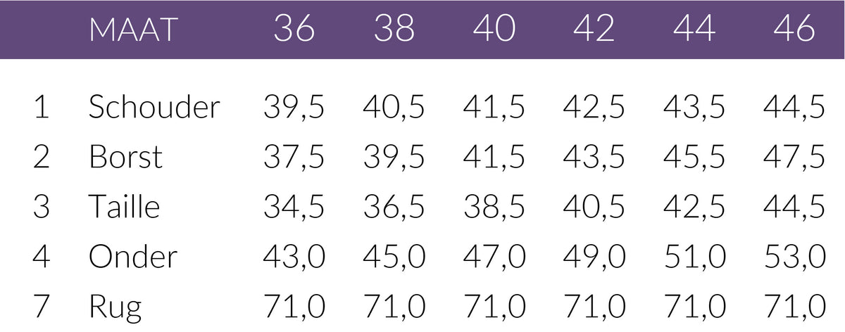 Maattabel Longlady Shirt Trudy | Tall