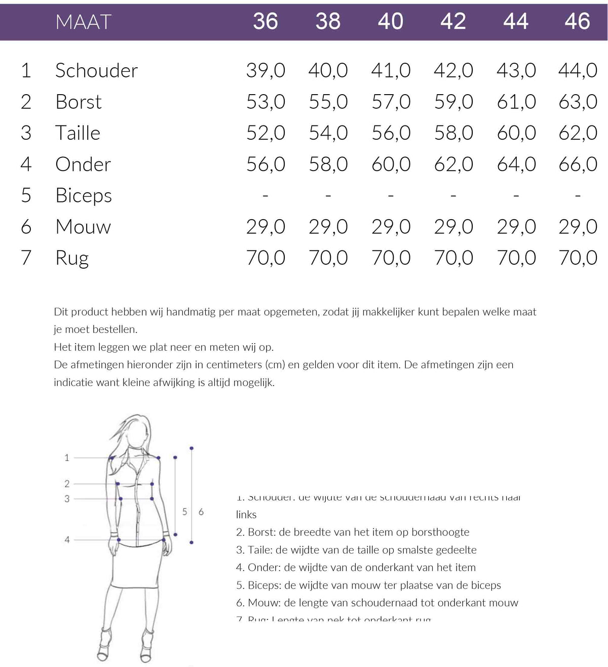 Maattabel Longlady Blouse Tynka Bruin | Tall