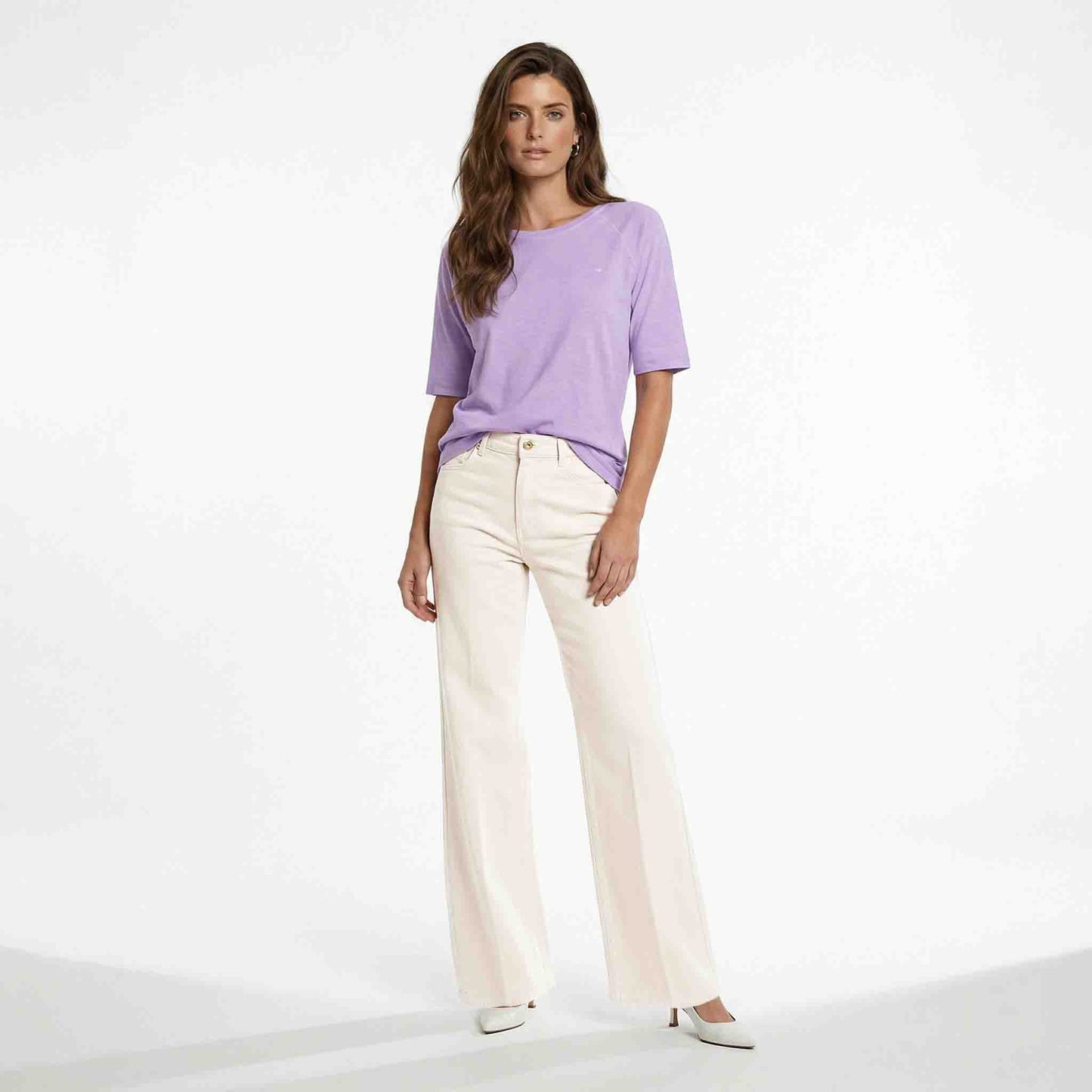 XOX Shirt Raglan Lila, tall kleding voor lange vrouwen, gedragen door model