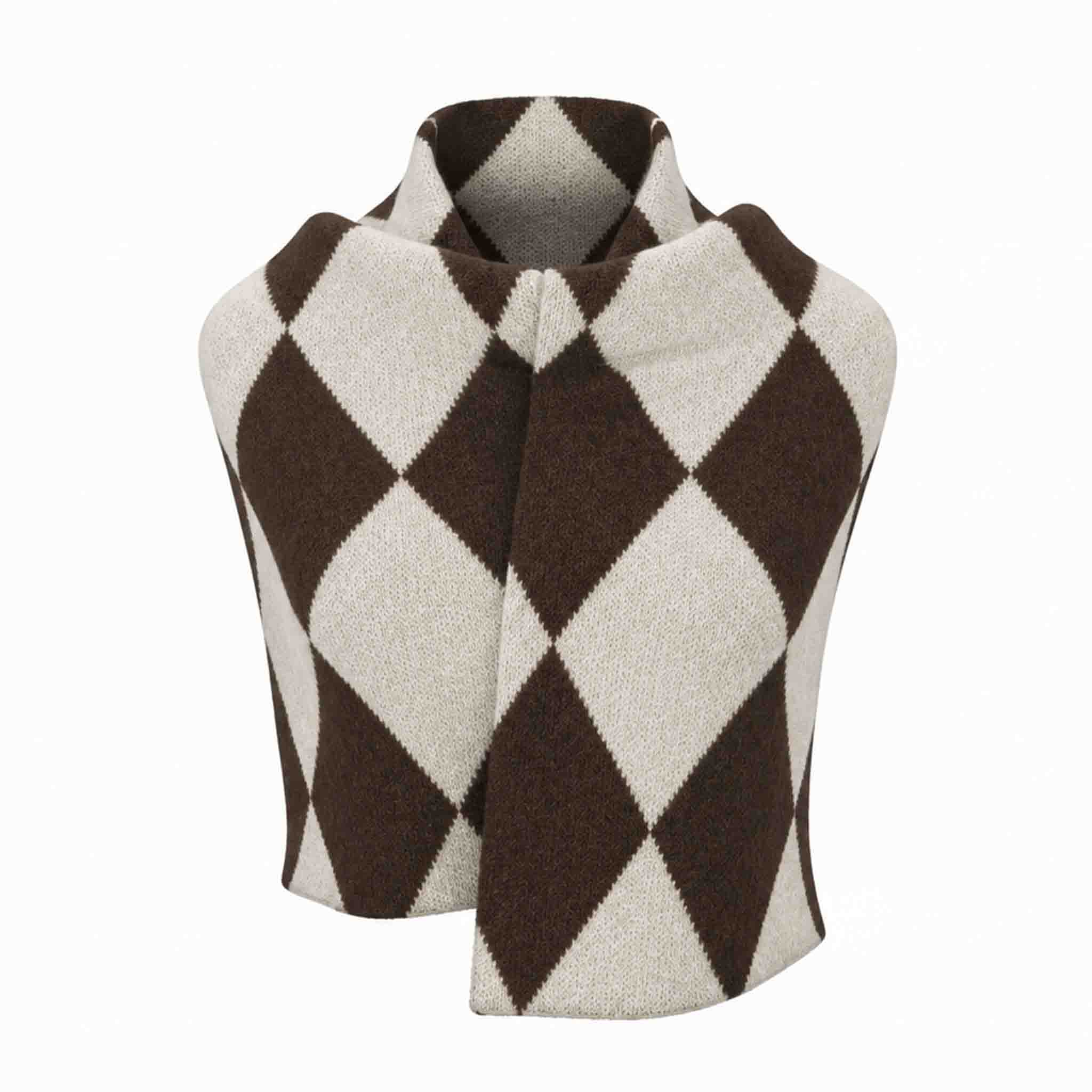 ICNK Sjaal Veloura Argyle Bruin | Tall