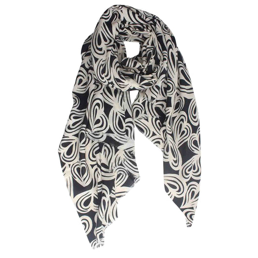 Sjaal Zwart Creme Hearts | Tall