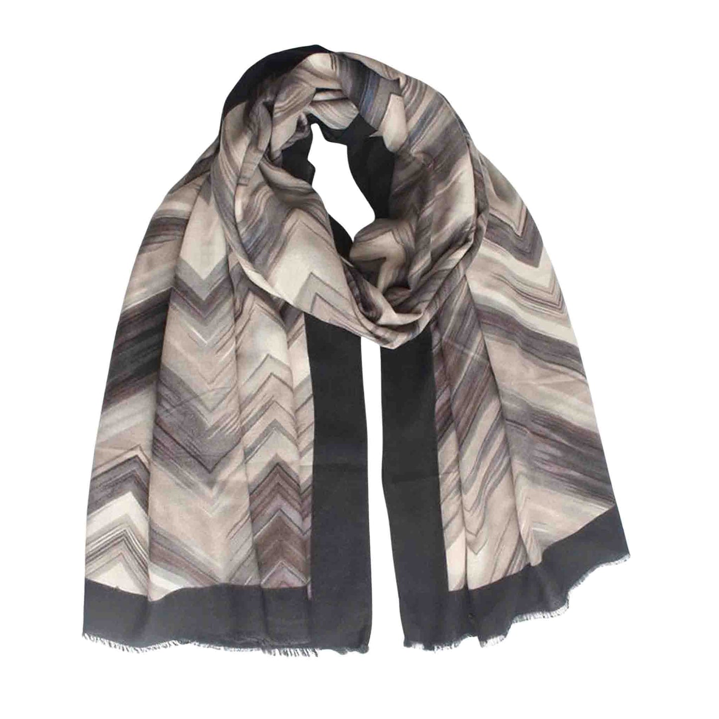 Sjaal Zwart Creme Taupe | Tall