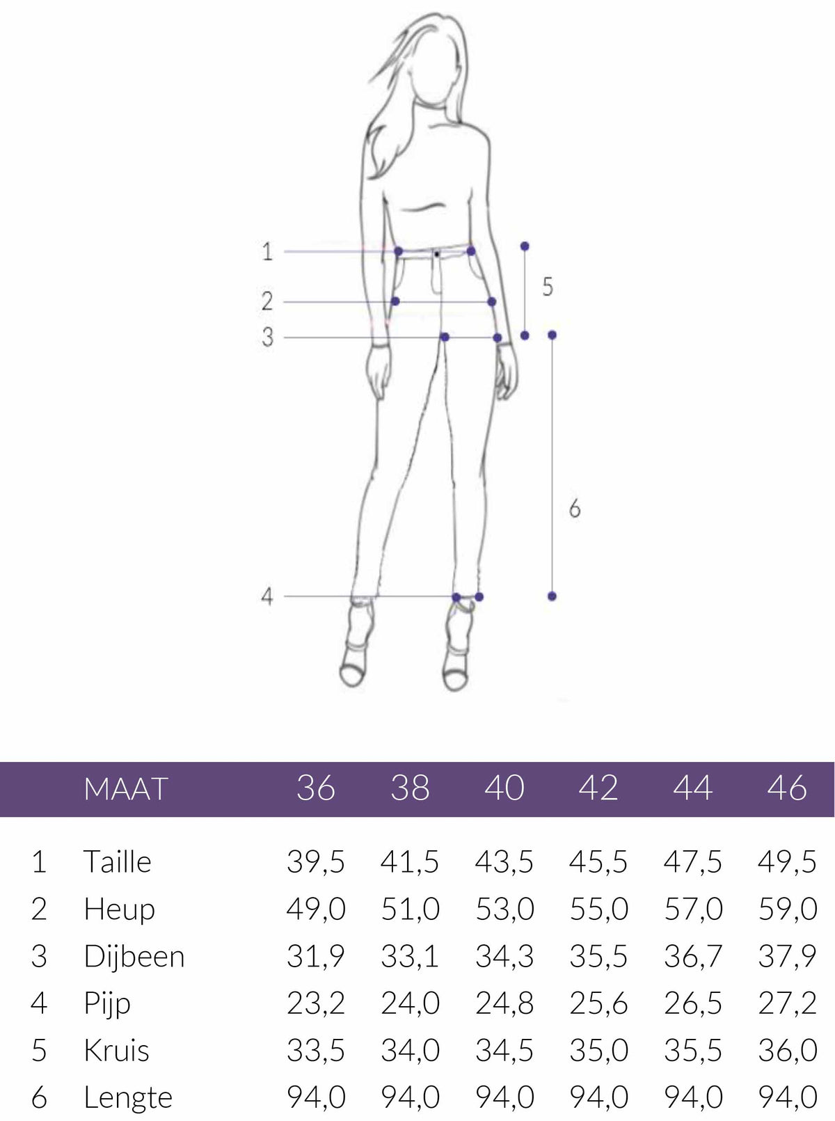 Maattabel Longlady Skibroek Wanda Offwhite | Tall