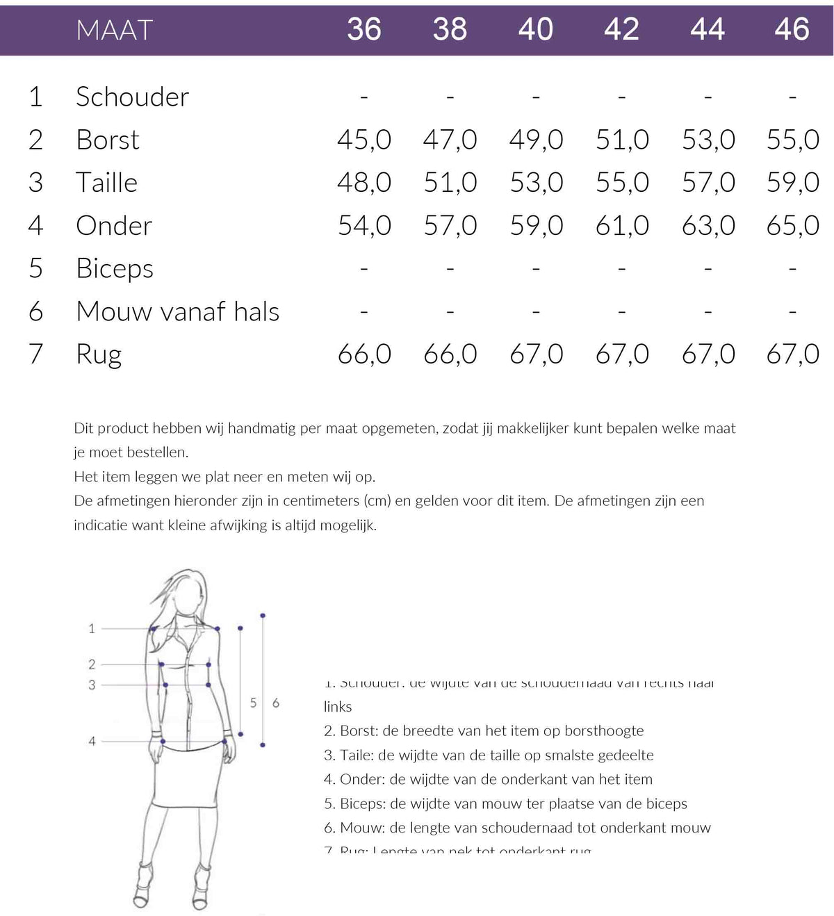 Maattabel Only-M Blouse Strikhals Koraal | Tall