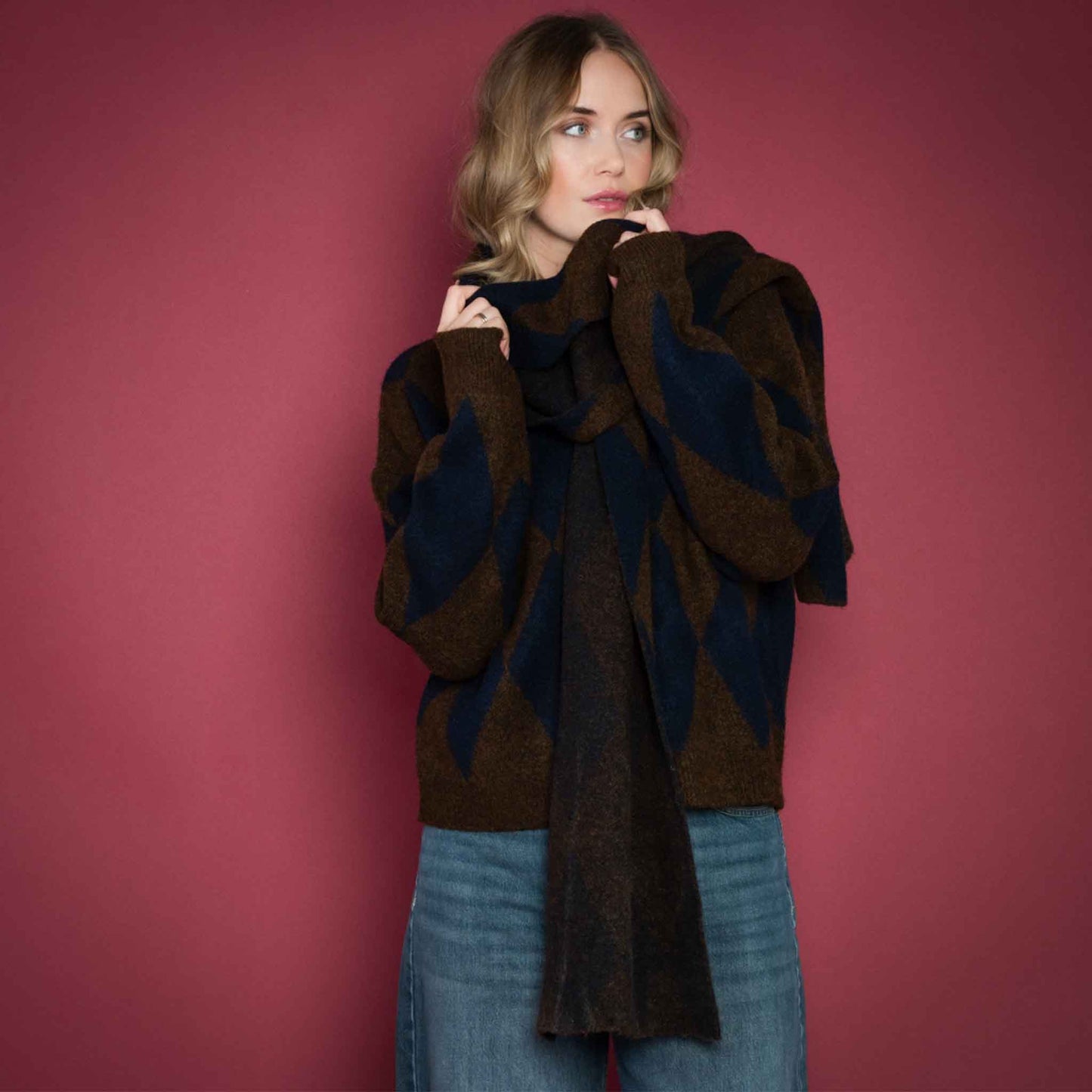 ICNK Trui Veloura Navy | Tall