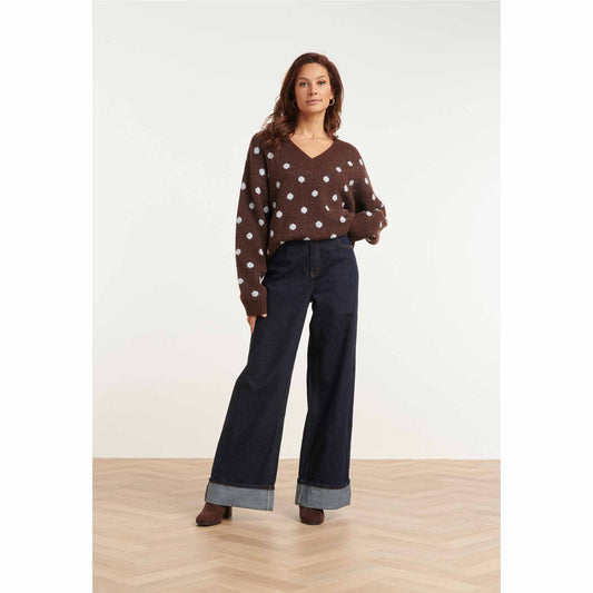 Smashed Lemon Trui Bruin Stip Lichtblauw | Tall