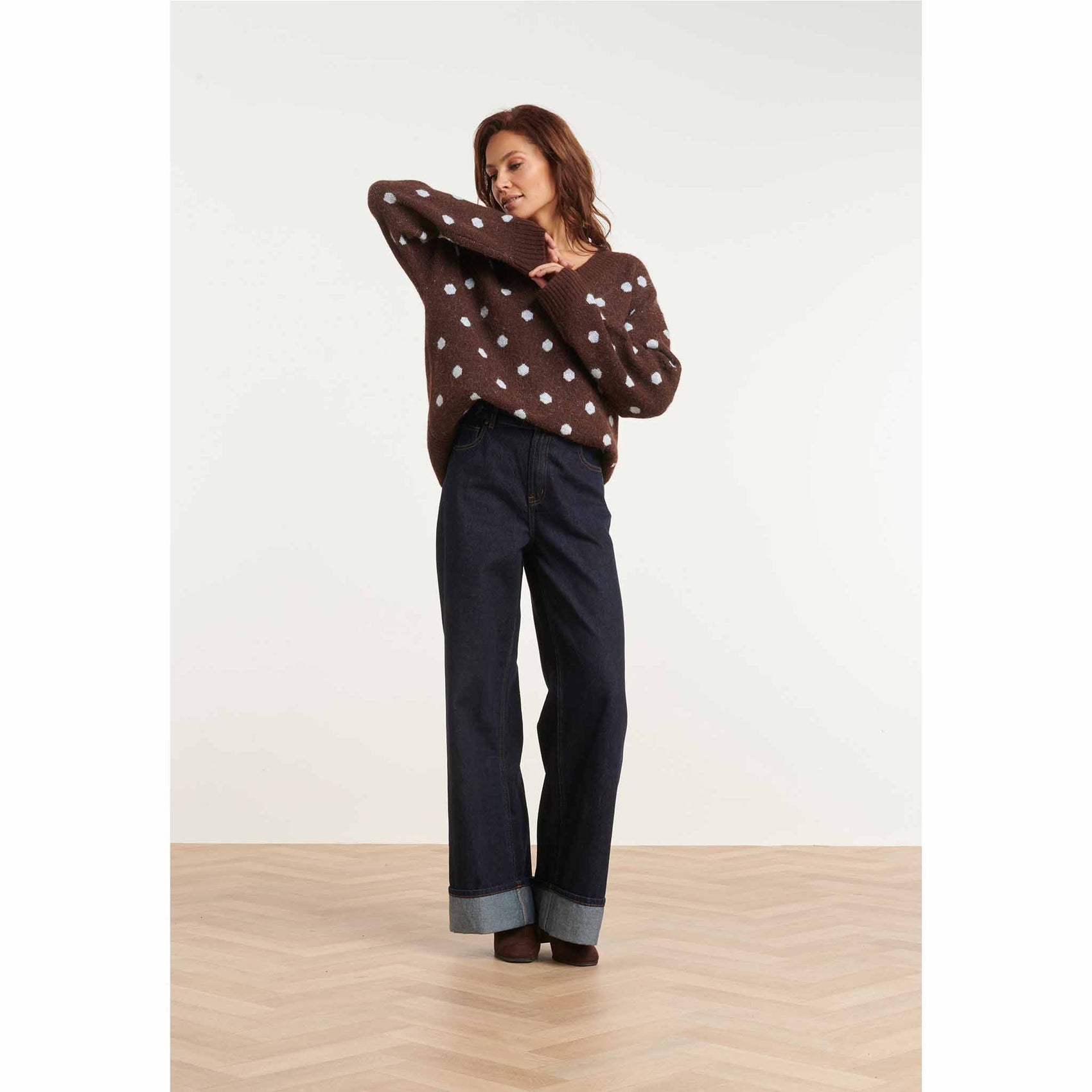 Smashed Lemon Trui Bruin Stip Lichtblauw | Tall