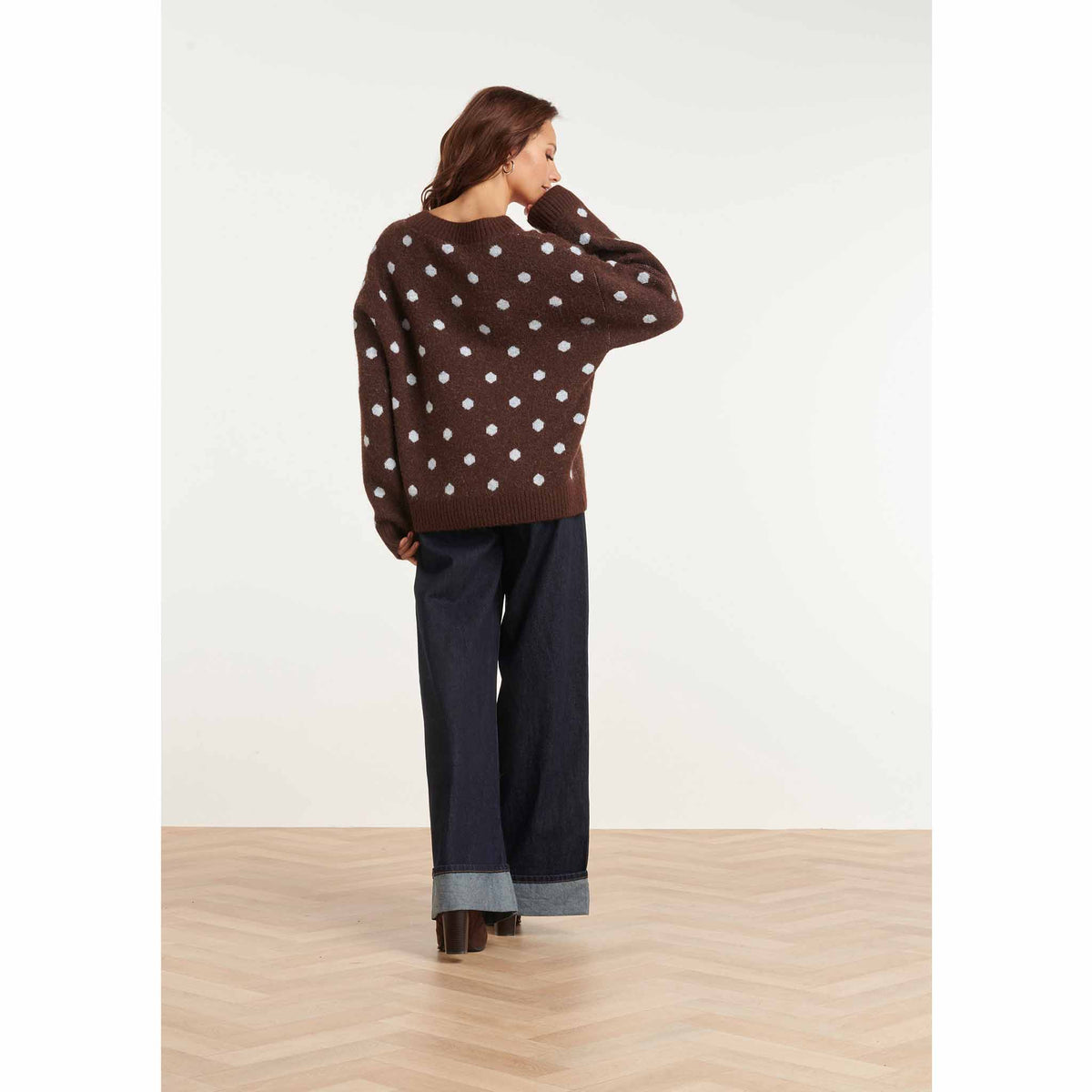 Smashed Lemon Trui Bruin Stip Lichtblauw | Tall