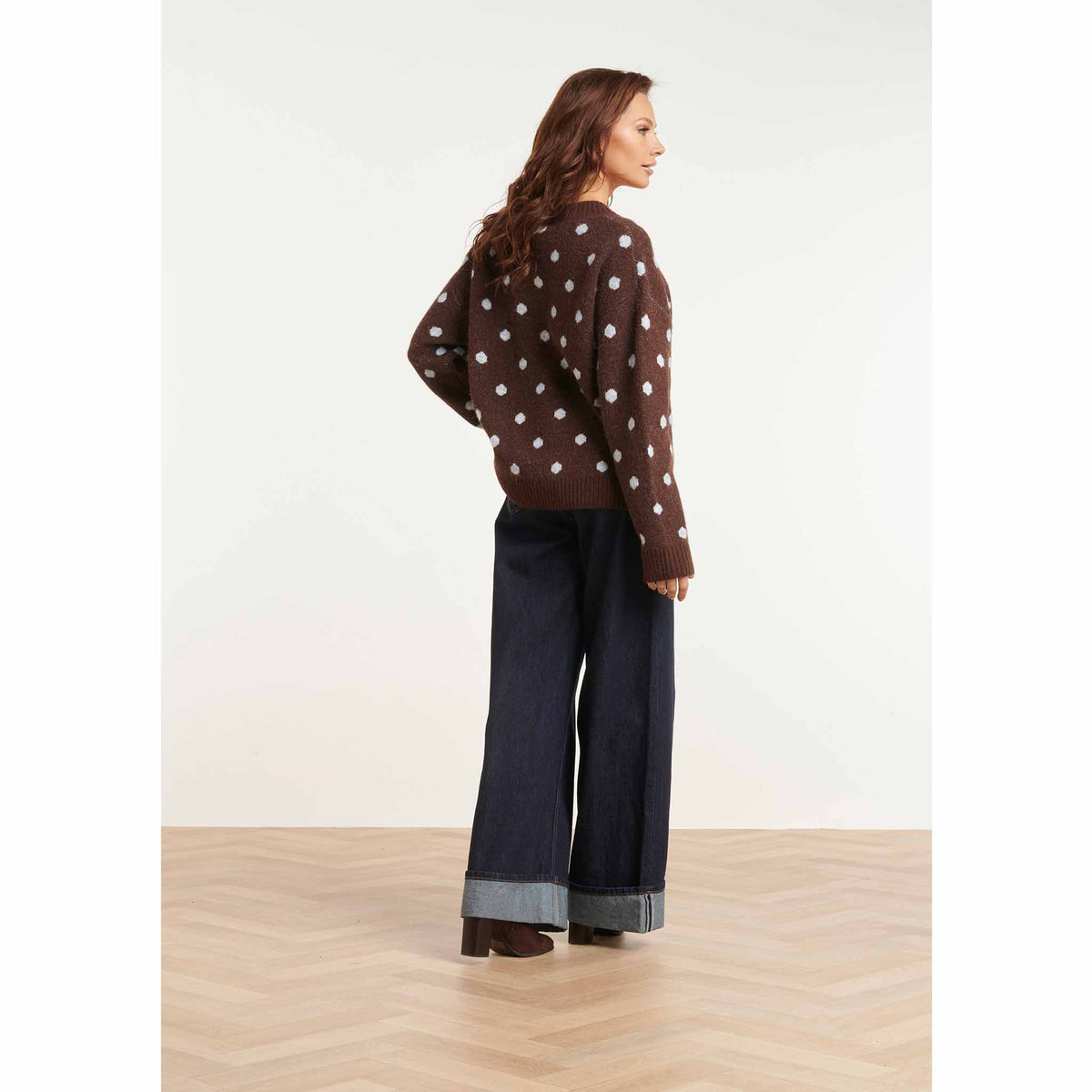Smashed Lemon Trui Bruin Stip Lichtblauw | Tall