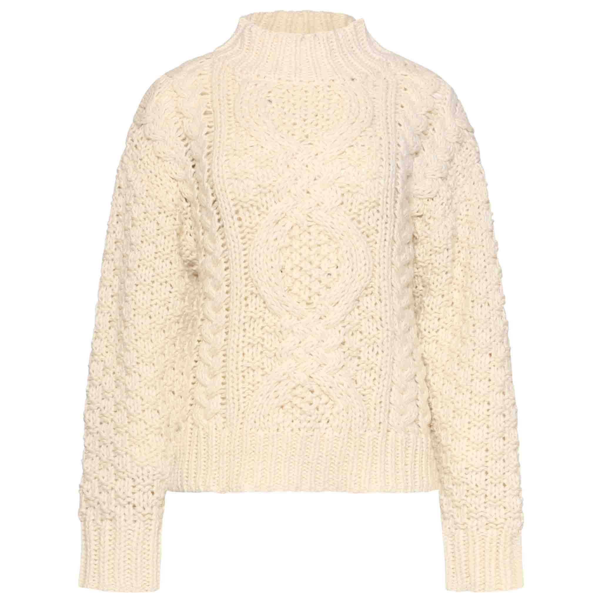 Smashed Lemon Trui Kabel Offwhite – voorkant – LongLady kleding voor lange dames