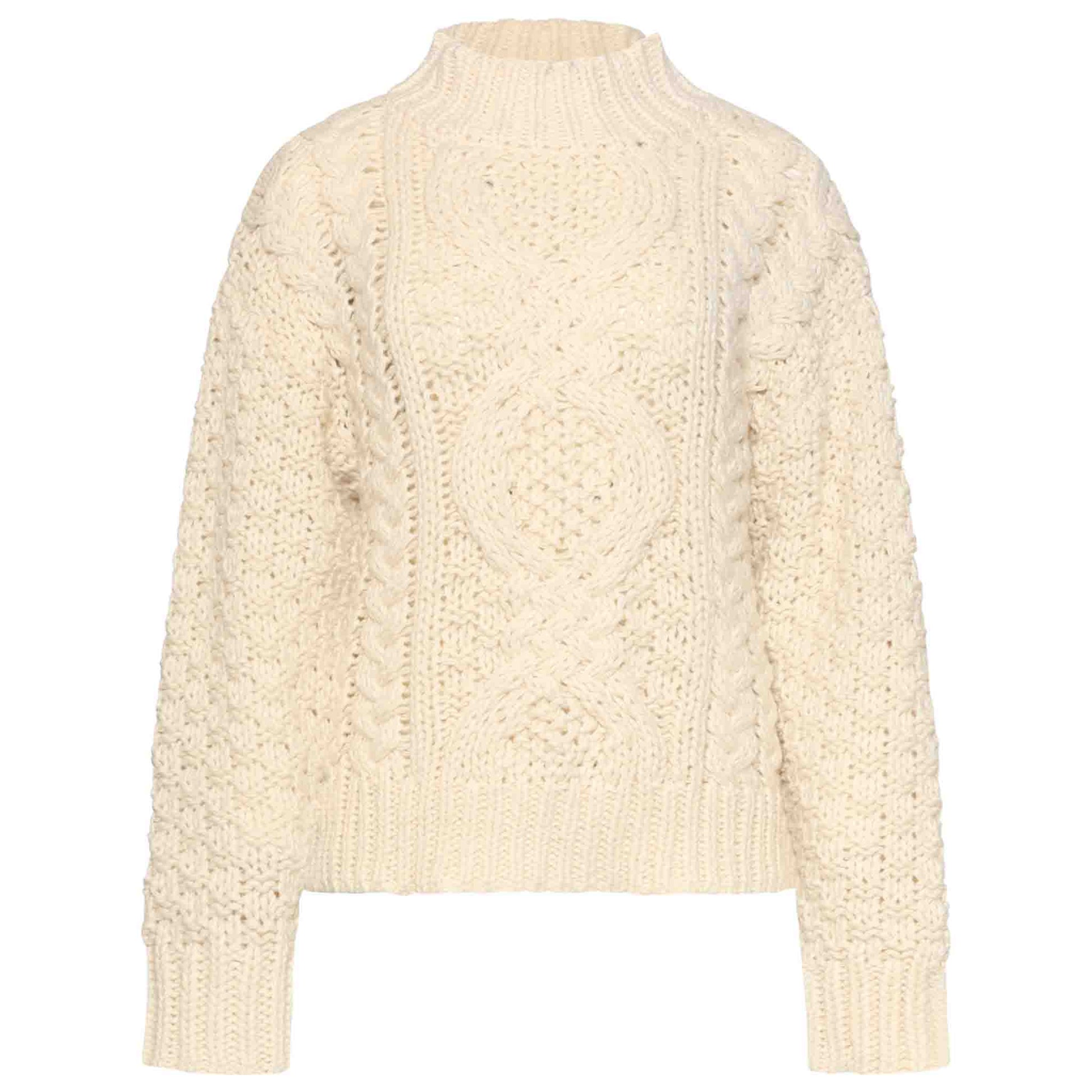 Smashed Lemon Trui Kabel Offwhite – voorkant – LongLady kleding voor lange dames