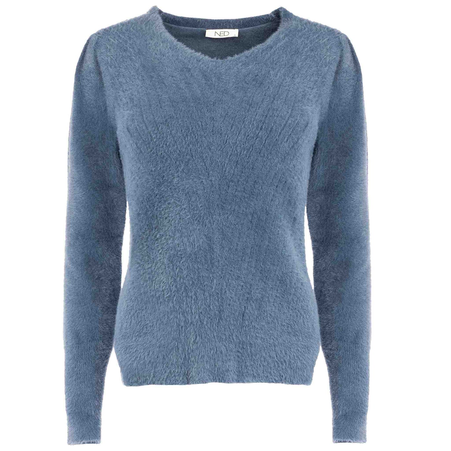 NED Trui Furry Dustyblauw