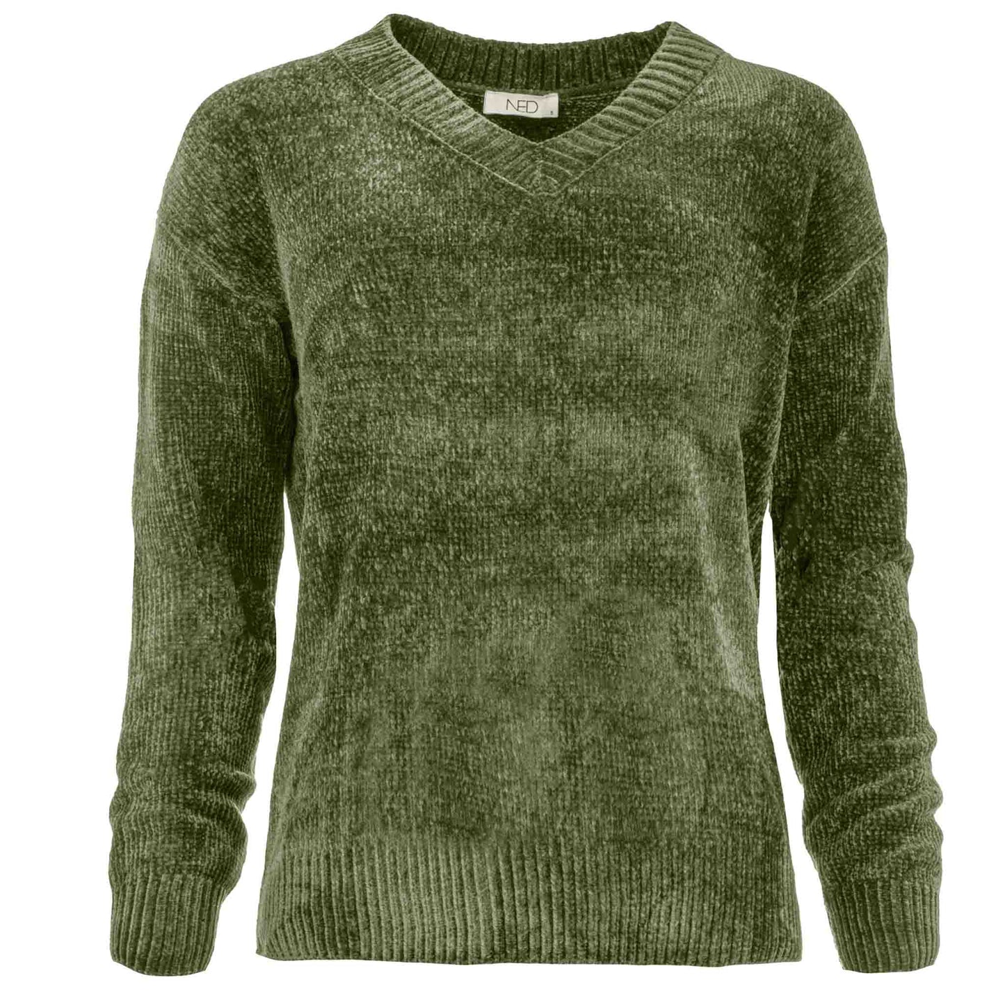 NED Trui Chenille Olive | Tall