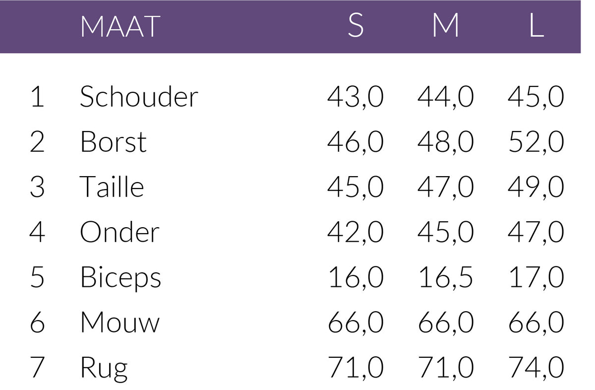 Maattabel XOX Trui Turtle | Tall