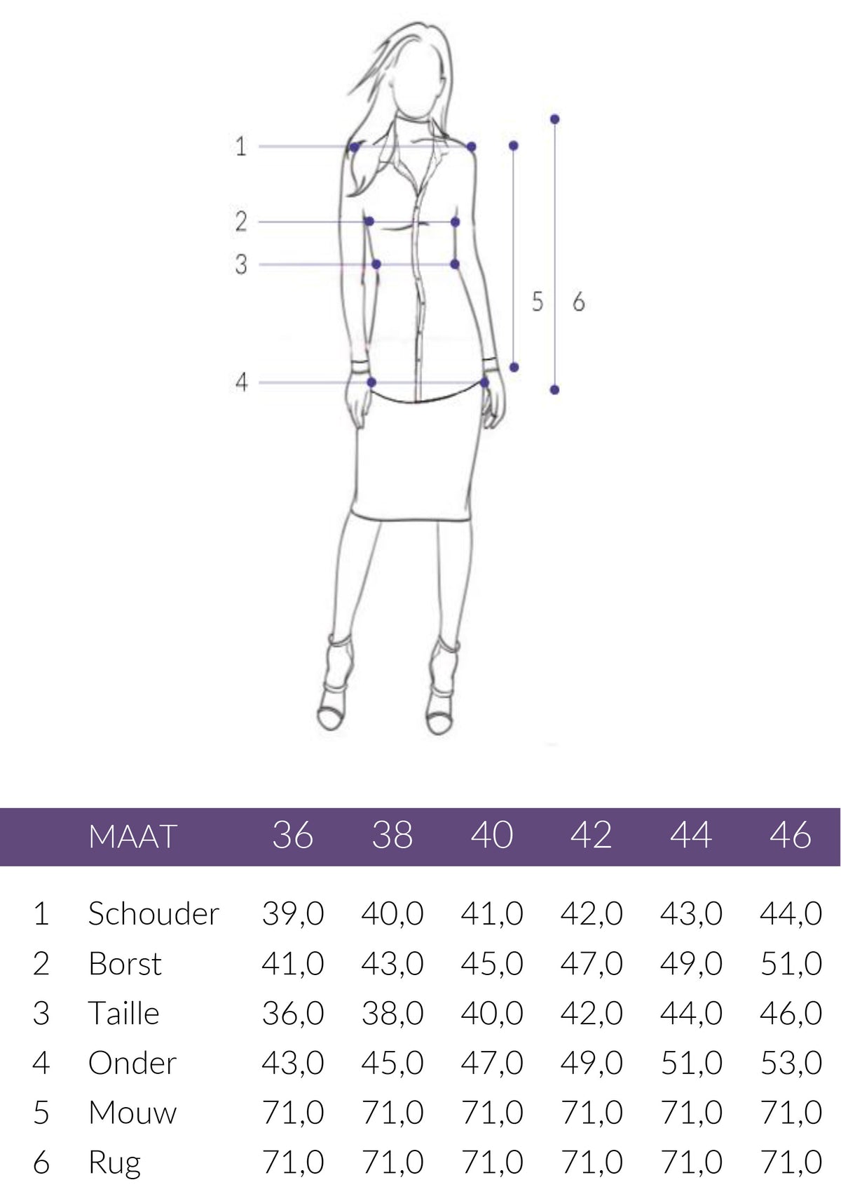 Maattabel Longlady Truitje Felicia Offwhite | Tall