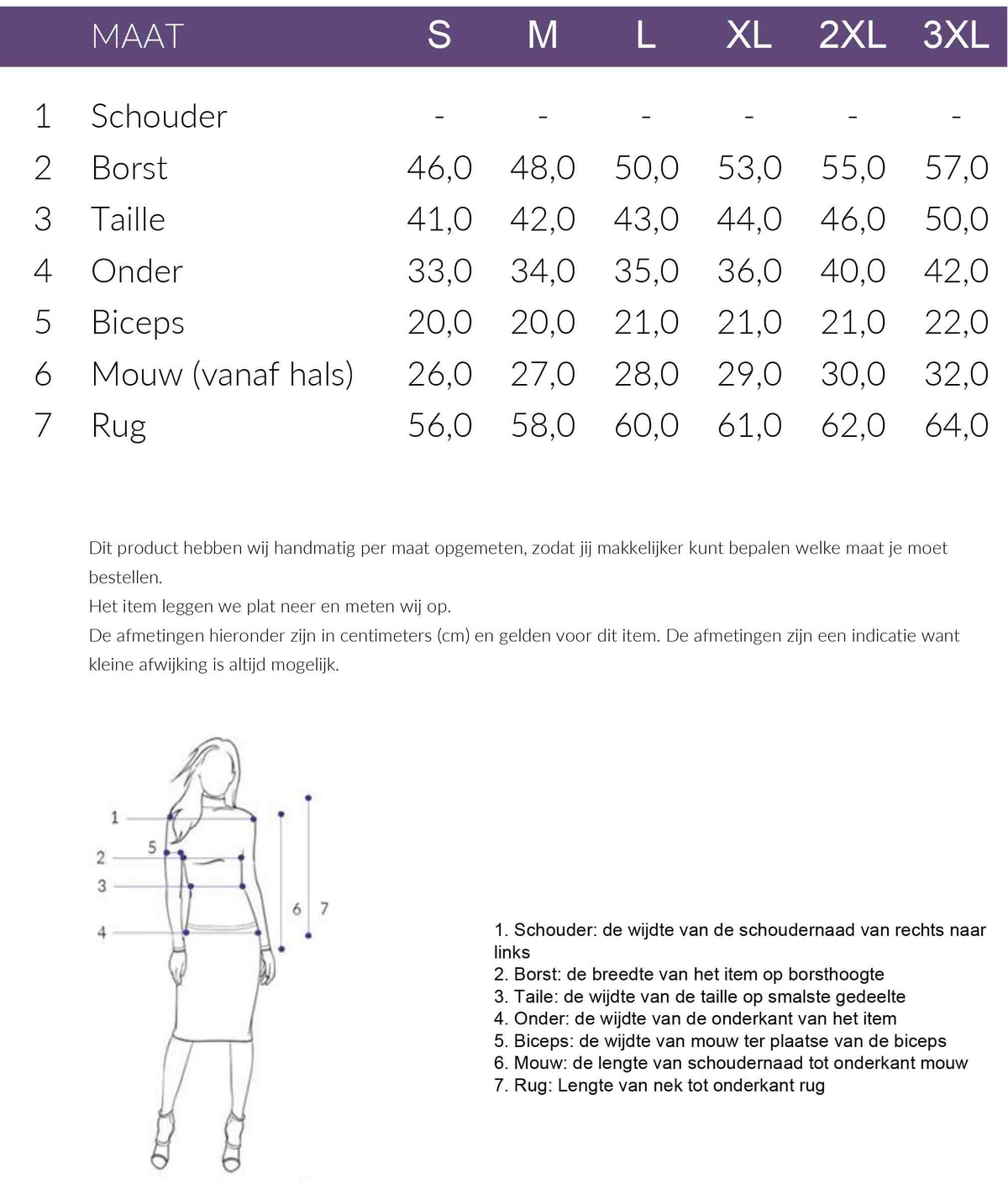 Maattabel NED Truitje Mura Flamingo Pink | Tall