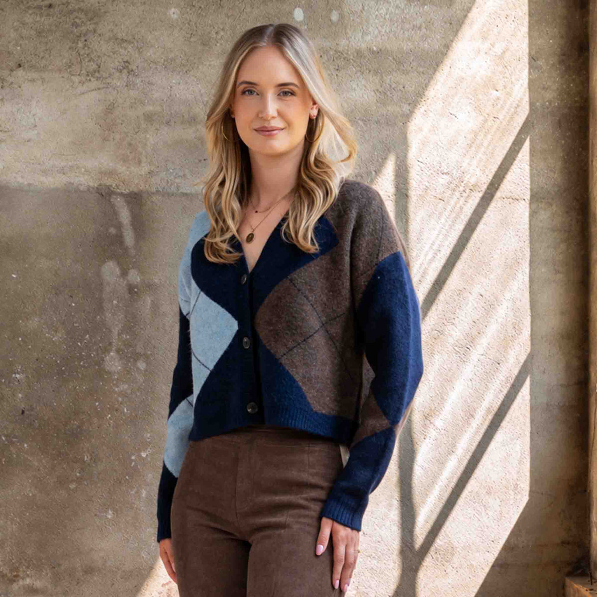 ICNK Vest Veloura Argyle Donkerblauw | Tall