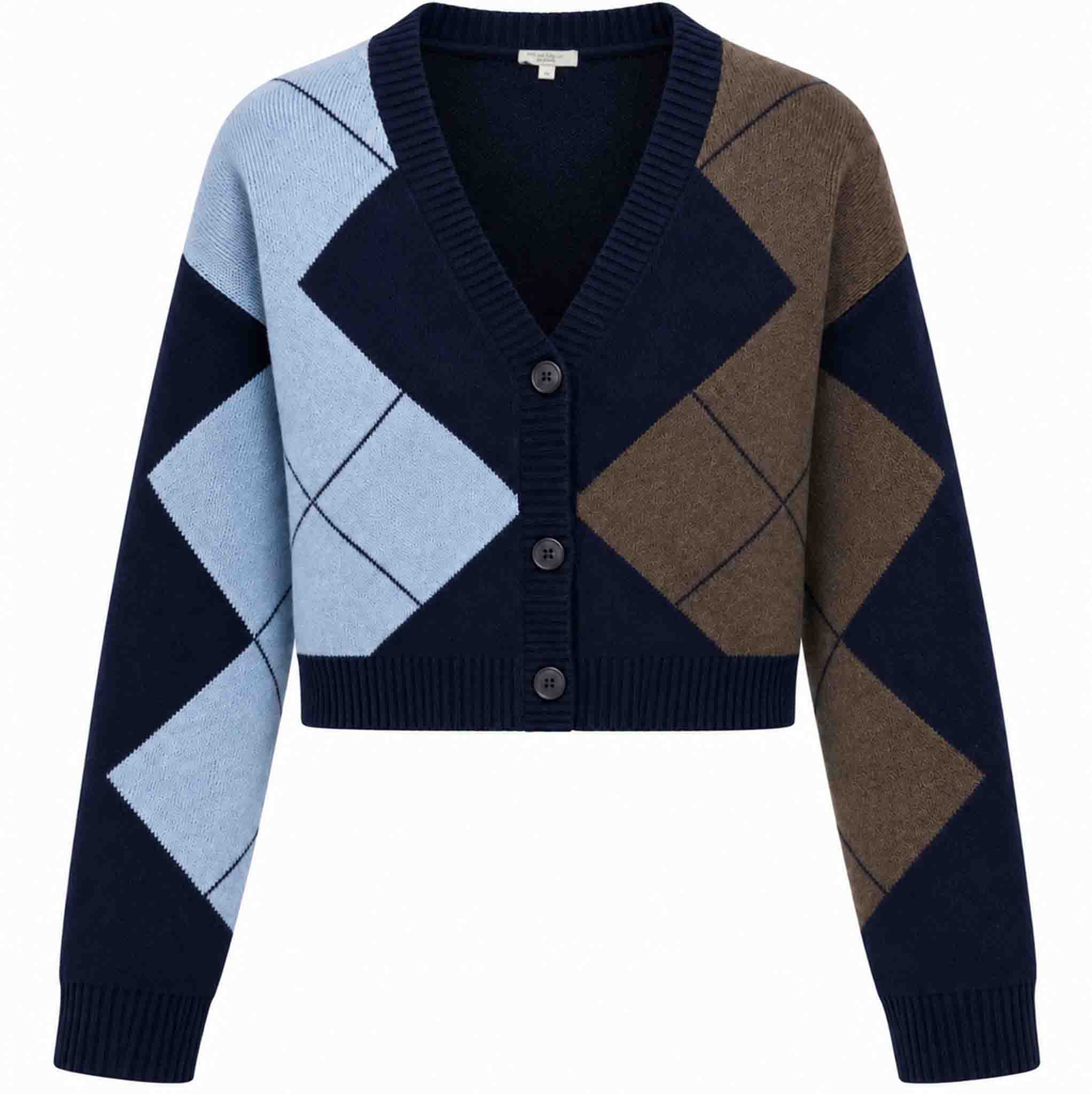 ICNK Bolero Vest Veloura Argyle Donkerblauw | Tall
