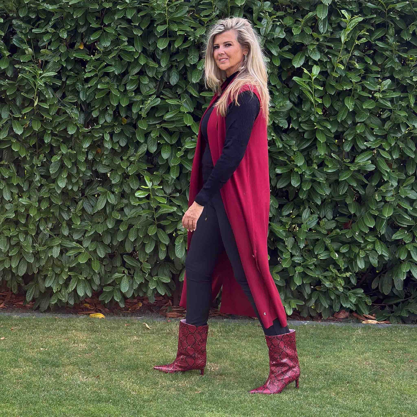 Smashed Lemon Vest Bordeaux, tall kleding voor lange vrouwen