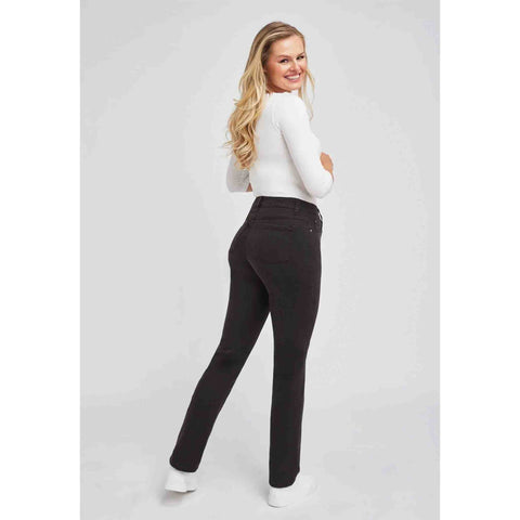 Wonderjeans WT Semi Skinny Donkerbruin, jeans in tall met lange benen, achteraanzicht