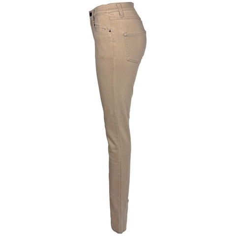 Wonderjeans WT Straight Beige, lange dames jeans, zijaanzicht