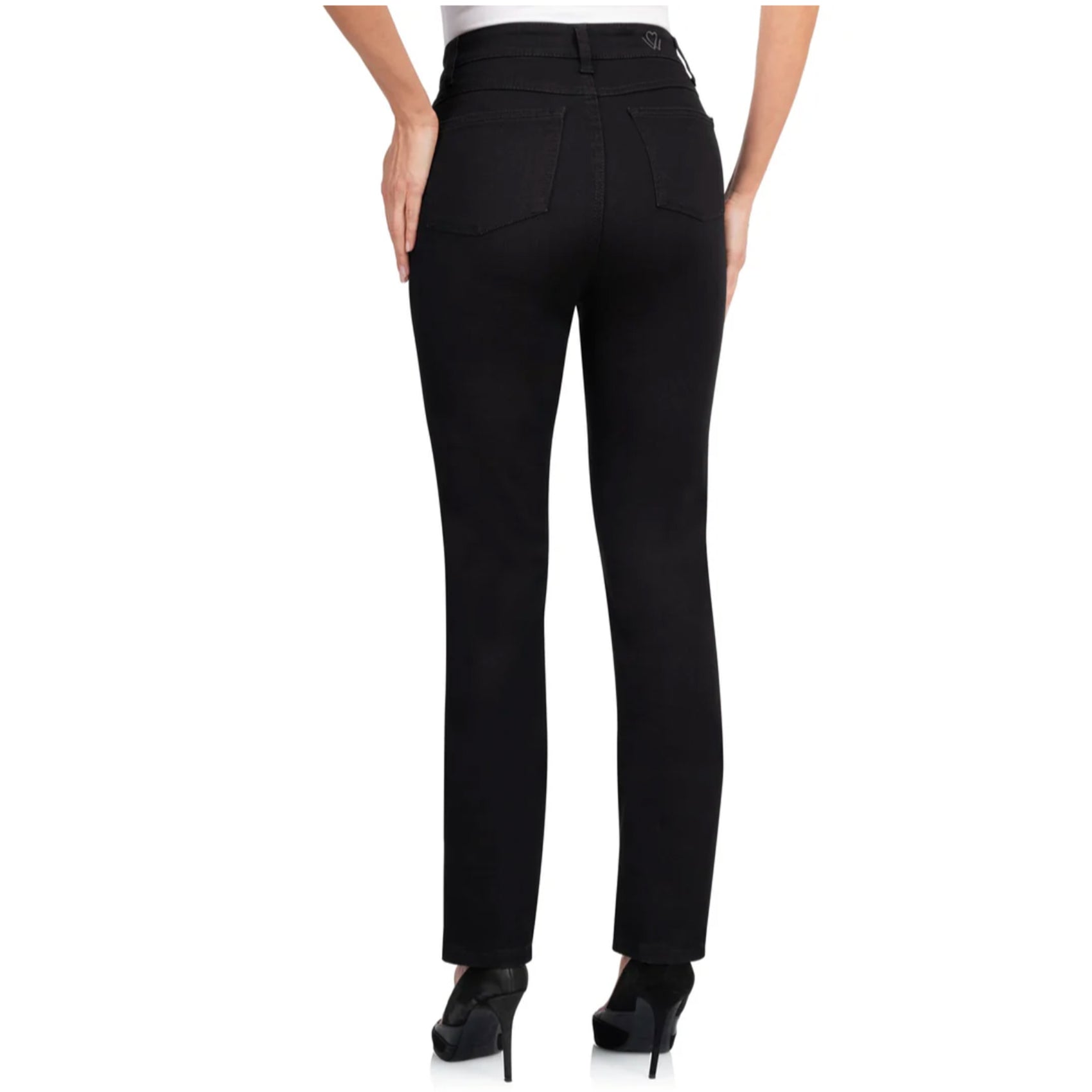 Wonderjeans WT Semi Skinny Zwart, jeans in tall met lange benen, achteraanzicht