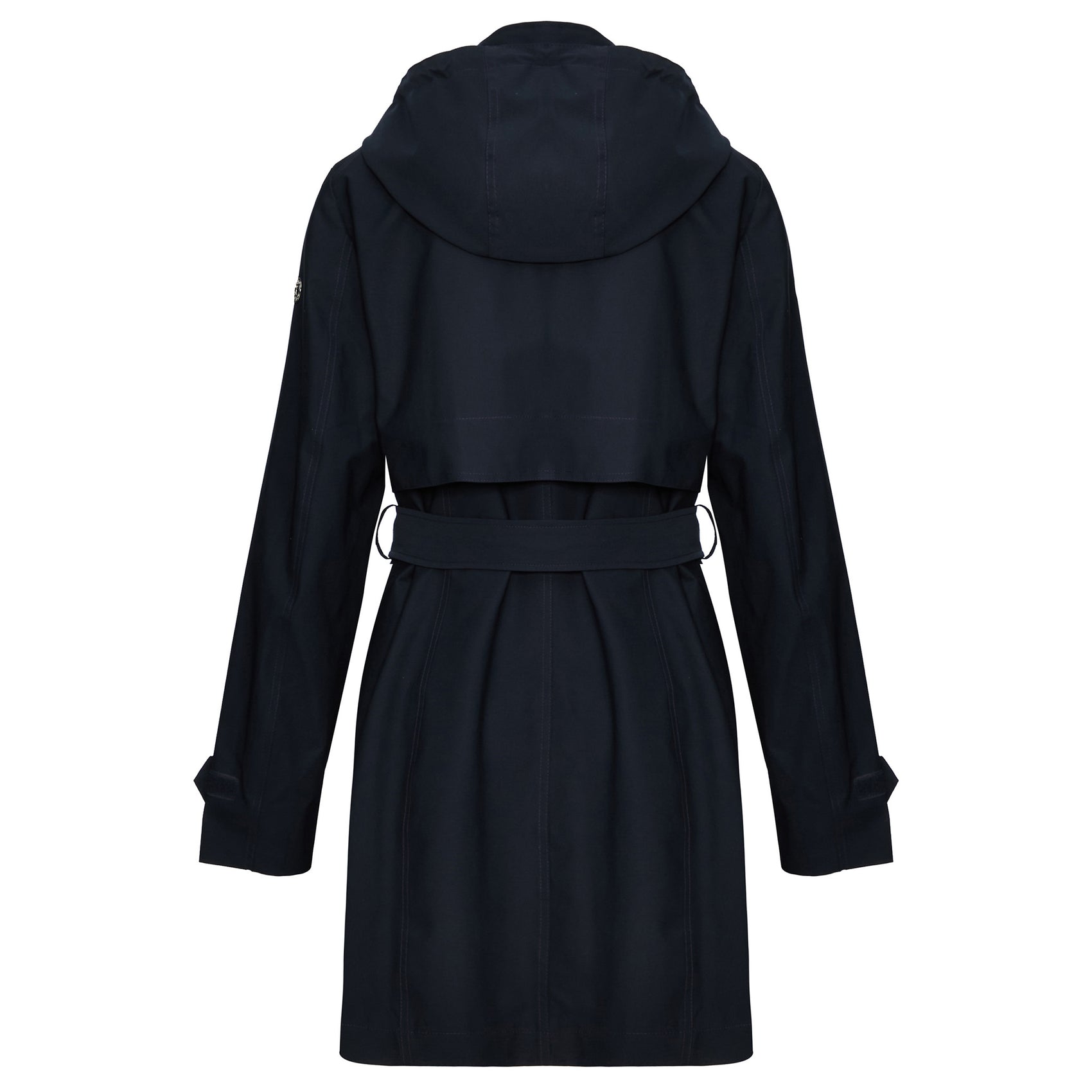 Manisa Regen trenchcoat Navy, tall kleding voor lange dames, achteraanzicht
