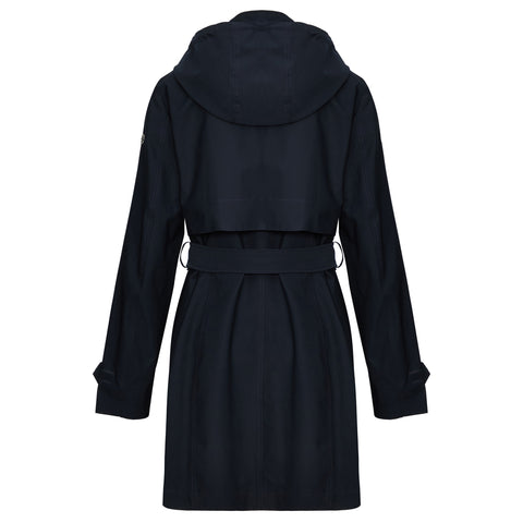 Manisa Regen trenchcoat Navy, tall kleding voor lange dames, achteraanzicht