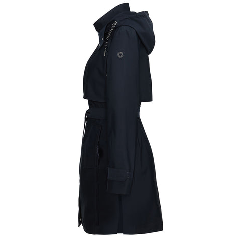 Manisa Regen trenchcoat Navy, kleding voor lange vrouwen, zijaanzicht