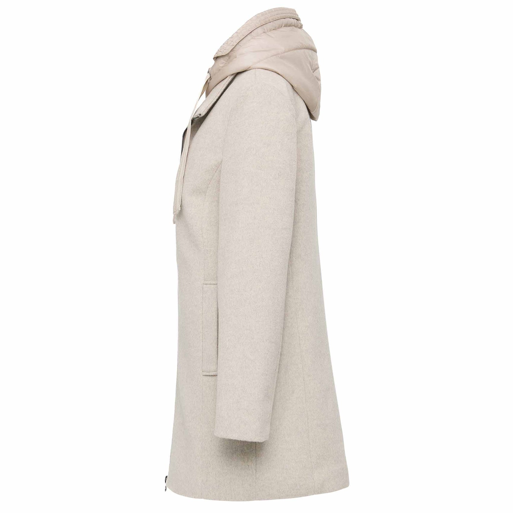Manisa Jas Wol Lichtbeige, kleding voor lange vrouwen, zijaanzicht
