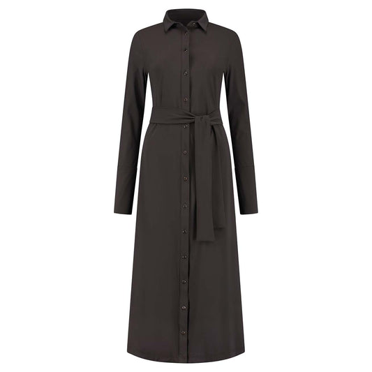 fashion tall woman longlady z dress button through travel gray brown