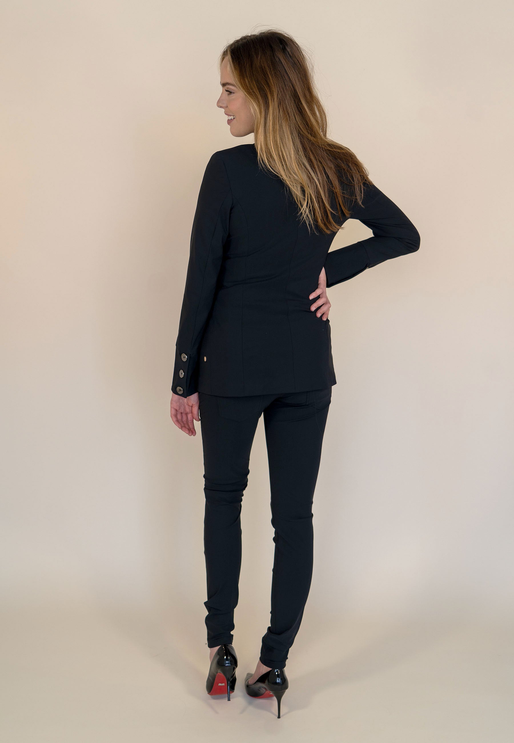 kleding lange vrouwen blazer longlady z travel strong zwart