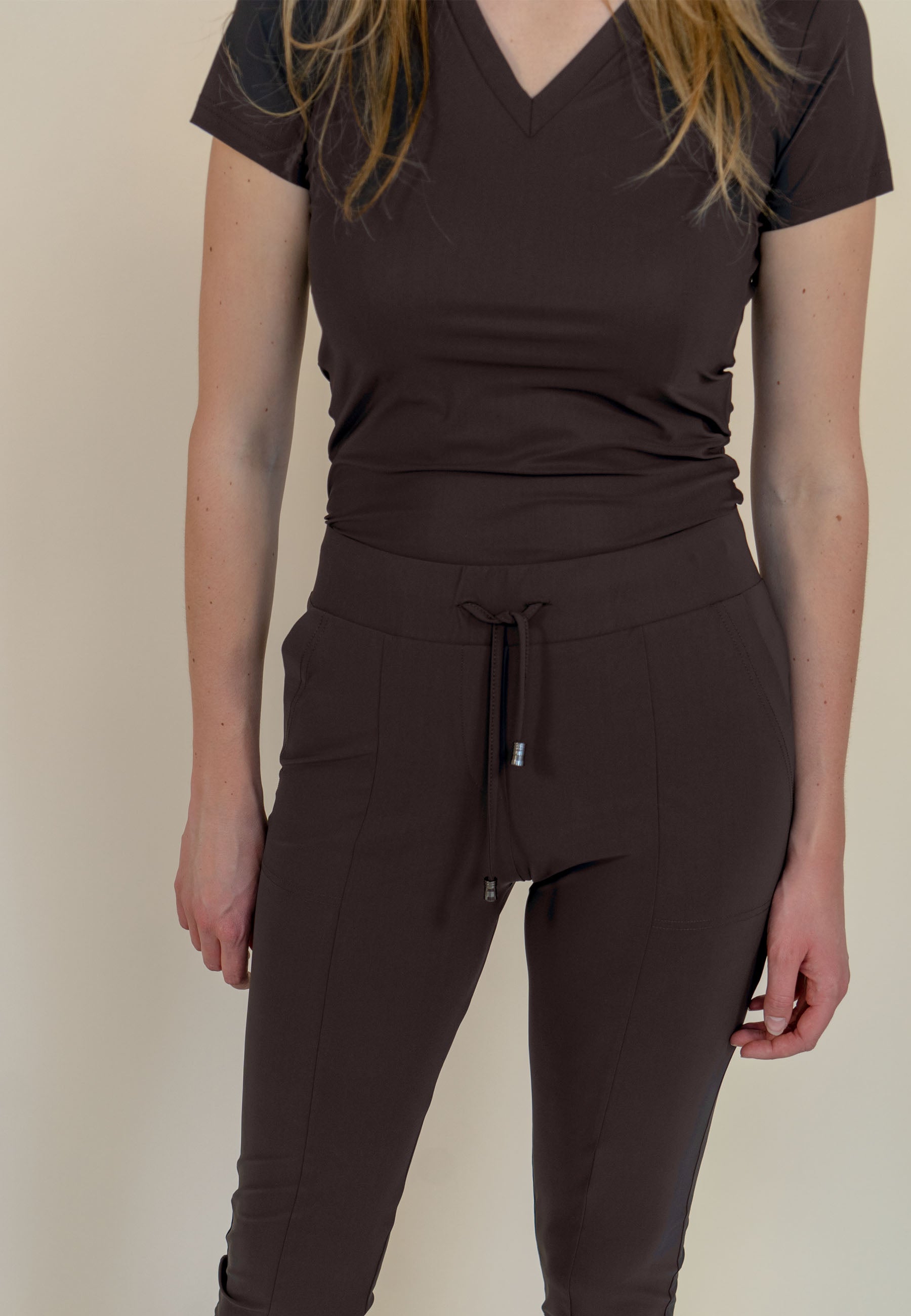 kleding lange vrouwen broek longlady z travel grijsbruin