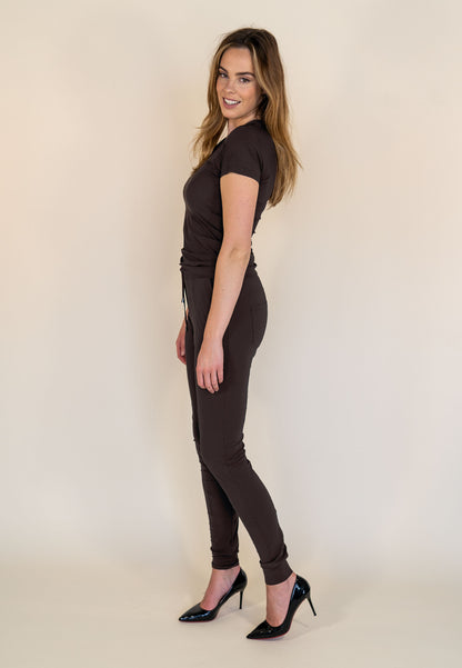 kleding lange vrouwen broek longlady z travel grijsbruin