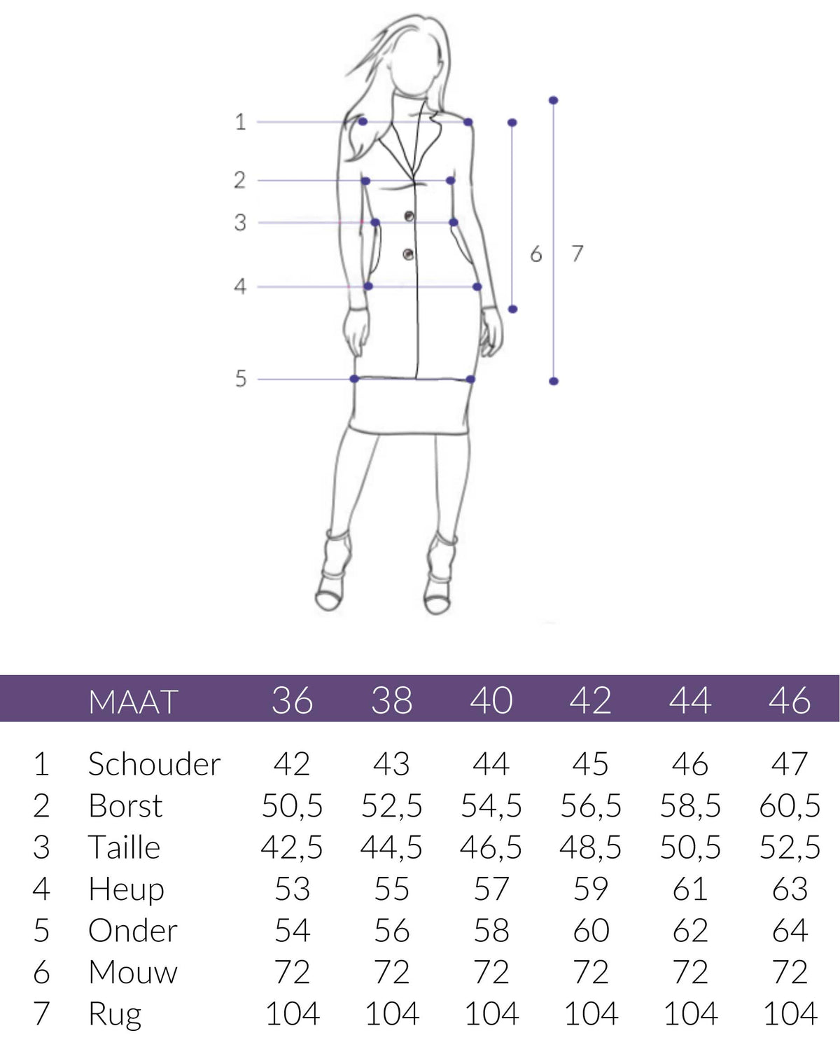 Maattabel Longlady Softshell Jas Merlin | Tall