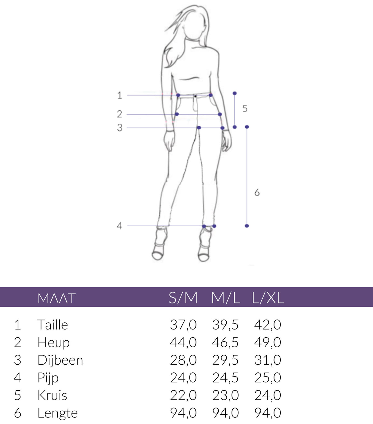 Maattabel Longlady Gebreide Broek | Tall